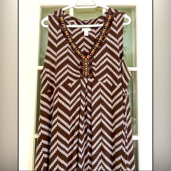 Chico’s Maxi Dress, Wood Beaded Neckline, Sz L/XL - Picture 3 of 5